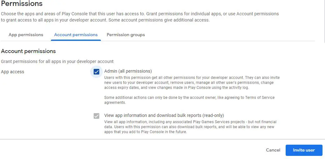 How to add a user to google play store account