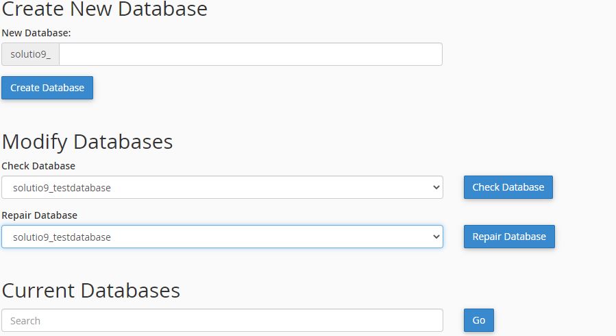 How to create a database in cpanel