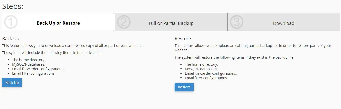 How to create a backup for website using cpanel