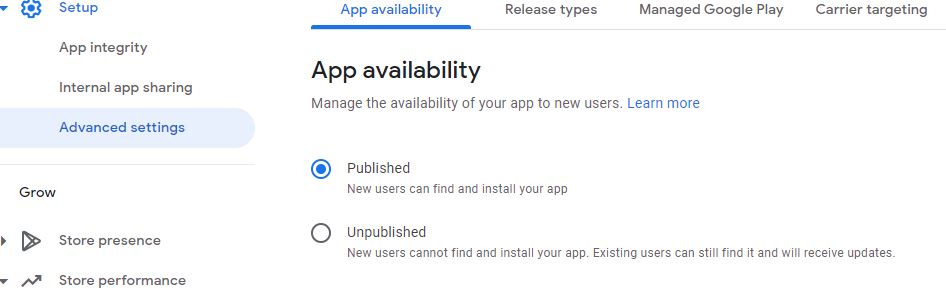 How to unpublish an app from google play store